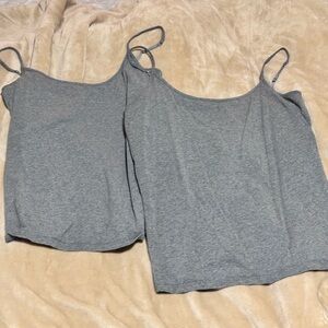Amazon Essentials Gray Double Pack Stretch Spaghetti Strap Camisoles